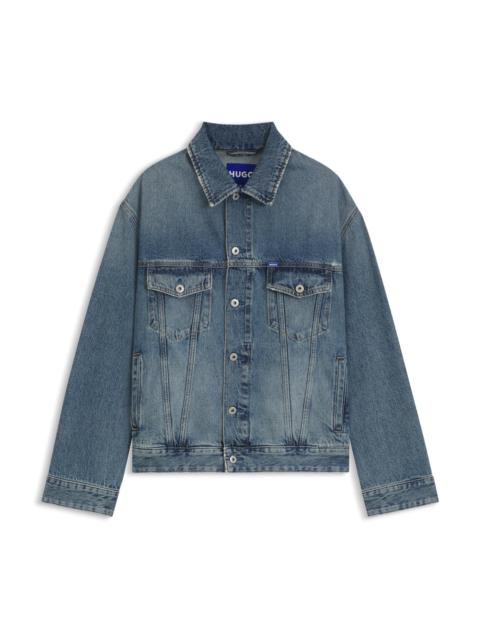 HUGO LOOSE-FIT JACKET IN BLUE STONEWASHED DENIM