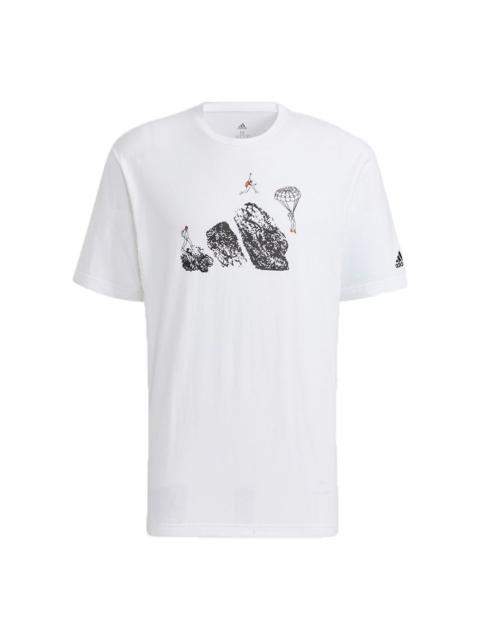 adidas adidas Jump Gfx Ss T Cartoon Pattern Printing Sports Short Sleeve White H20793