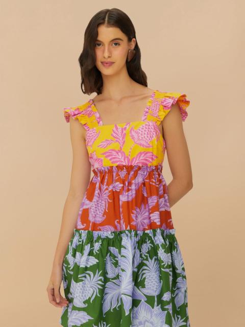 FARM RIO Mixed Tropical Swing Mini Dress