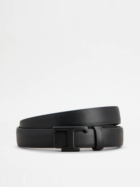 Tod's T TIMELESS REVERSIBLE BELT IN LEATHER - BLACK