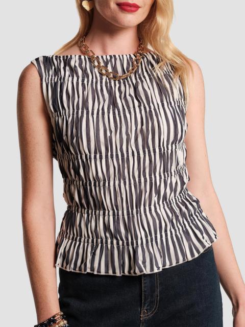 FRANCES VALENTINE Women's Jane Striped Smocked Top - Navy White