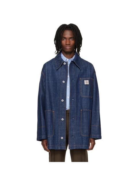 AMI Paris Navy 'AMI Paris Heritage' Label Denim Worker Jacket
