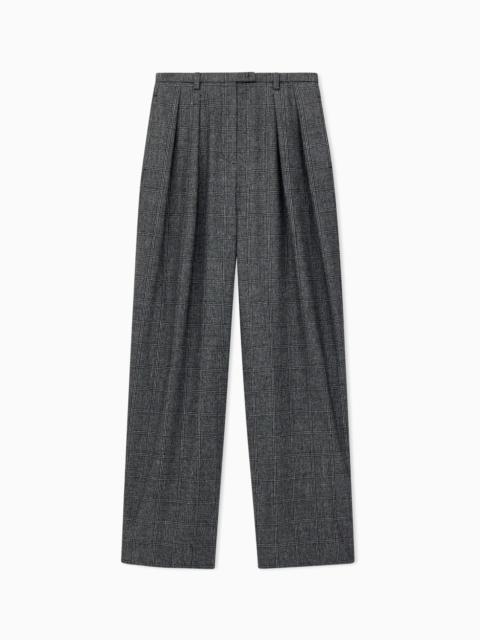 EMPORIO ARMANI PLEATED CHECK FLANNEL PANTS SIGNATURE CAPSULE