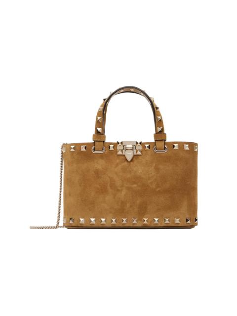 Valentino Tan Rockstud Mini Suede Shopping Tote