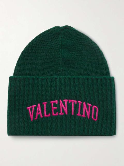 Valentino Garavani Logo-Embroidered Virgin Wool Beanie