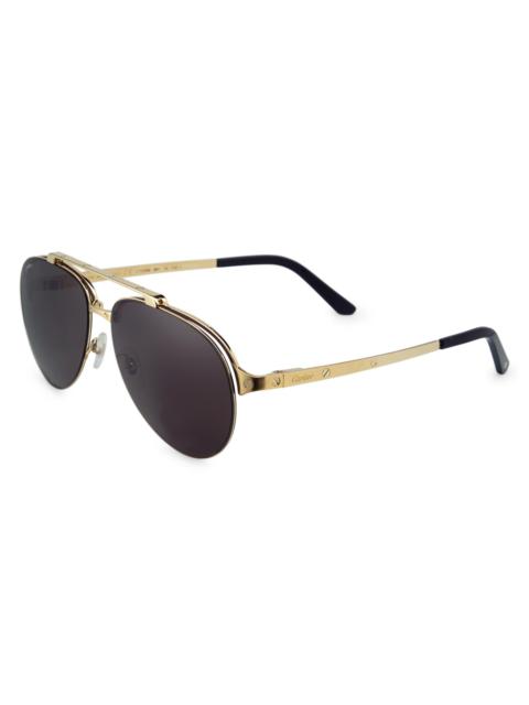 Cartier Men's Santos Evolution 24K Gold-Plated 61MM Pilot Sunglasses - Gold