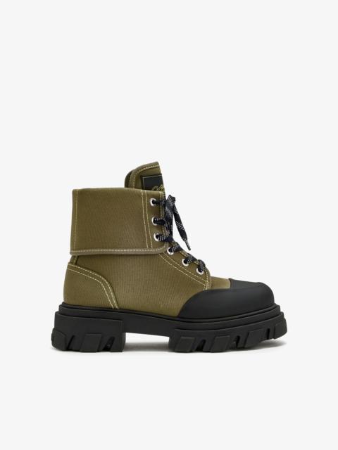 GANNI TRAIL BOOTS IN GREEN CANVAS