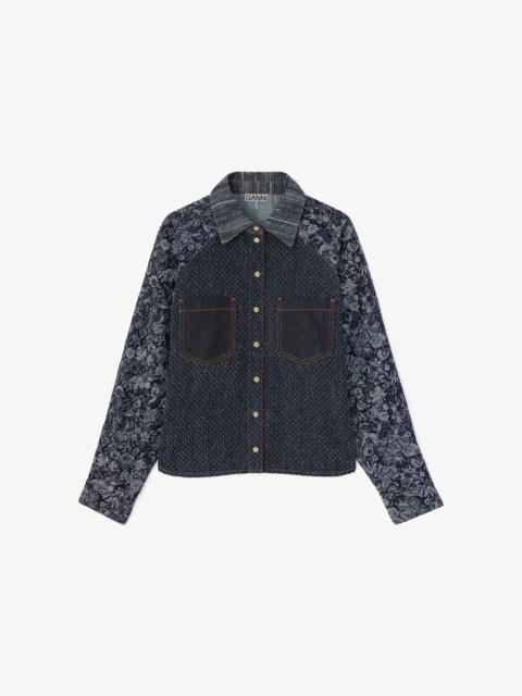 GANNI SHIRT IN PATCHWORK DENIM