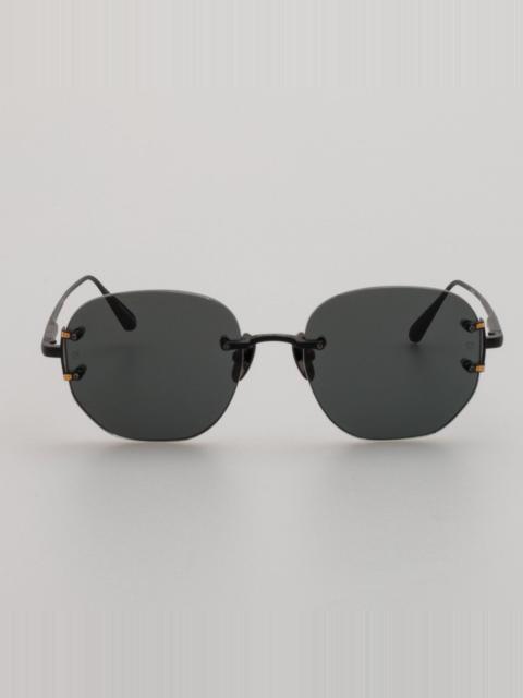 LINDA FARROW MEN'S SANDOR ANGULAR SUNGLASSES IN MATT NICKEL
