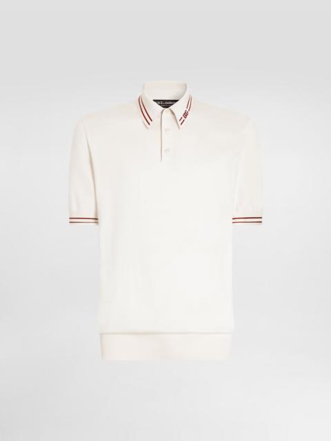 Dolce & Gabbana Polo shirt in smooth silk with dg intarsia
