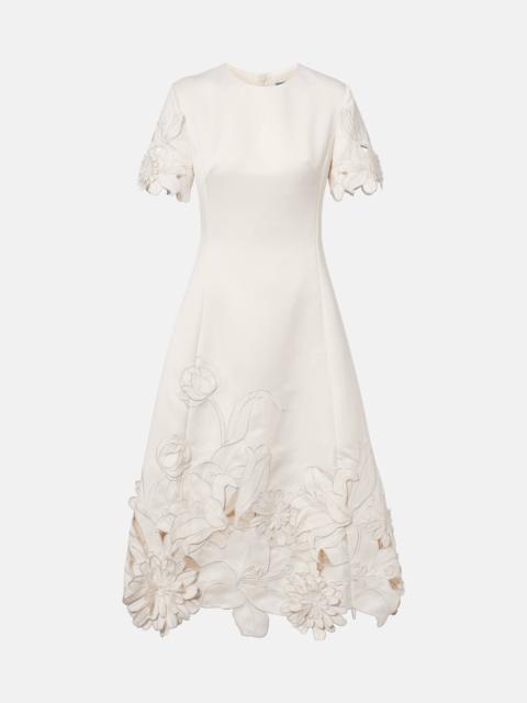 LEO LIN Caroline floral-appliqué midi dress