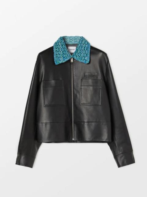 Ambush CROCHET COLLAR LEATHER JACKET