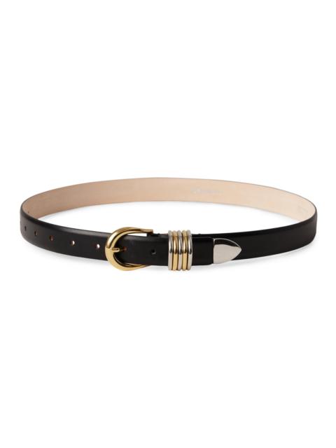 DÉHANCHE Women's Hollyhock Mixed Metal Leather Belt - Black Silver Gold