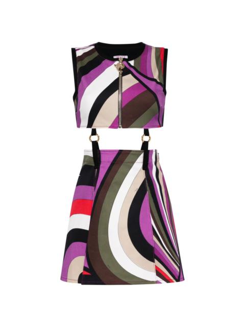 Iride-print cut-out mini dress