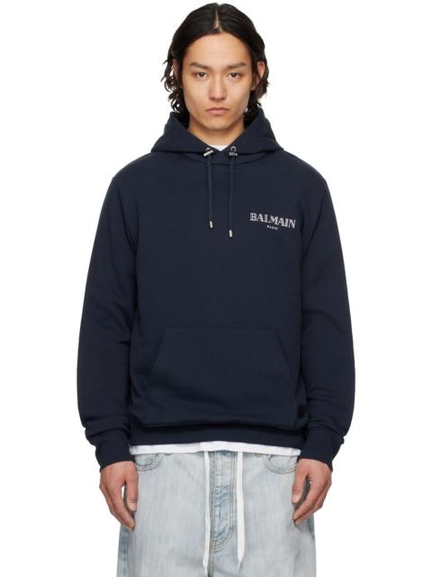Balmain Navy Vintage Gel Hoodie