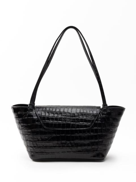 Elleme Courrier Tote Croco Embossed Leather Black