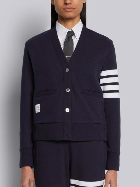 Navy Classic Loop Back Engineered 4-bar V-neck Cardigan