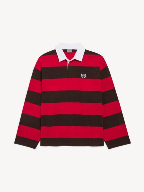 BALENCIAGA Men's Longsleeve Polo in Dark Brown/red