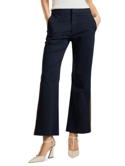 CYNTHIA ROWLEY Women's Riley Side-Stripe Cotton Flared Crop Pants - Navy