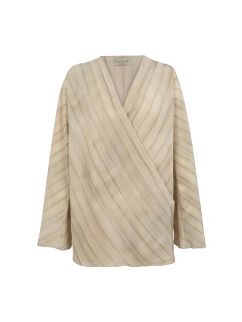 cortana Fedra Striped Silk Wrap Top stripe