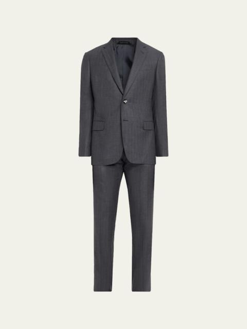 GIORGIO ARMANI Men's Wool Herringbone Single-Breasted Suit