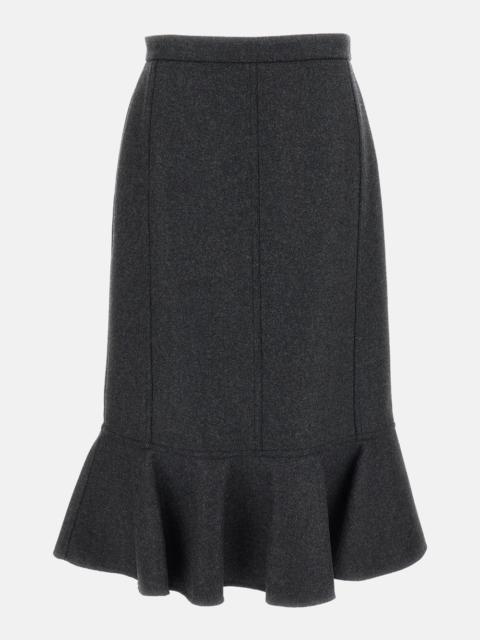 Plan C Double-wool skirt with a ruffled hem.