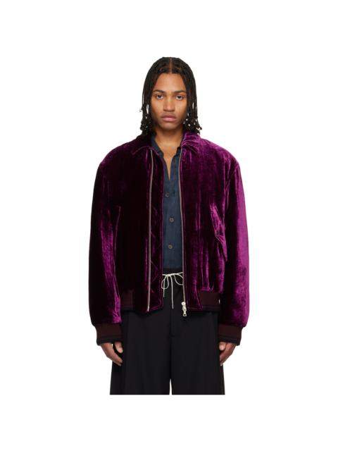 Dries Van Noten Purple Velvet Bomber Jacket
