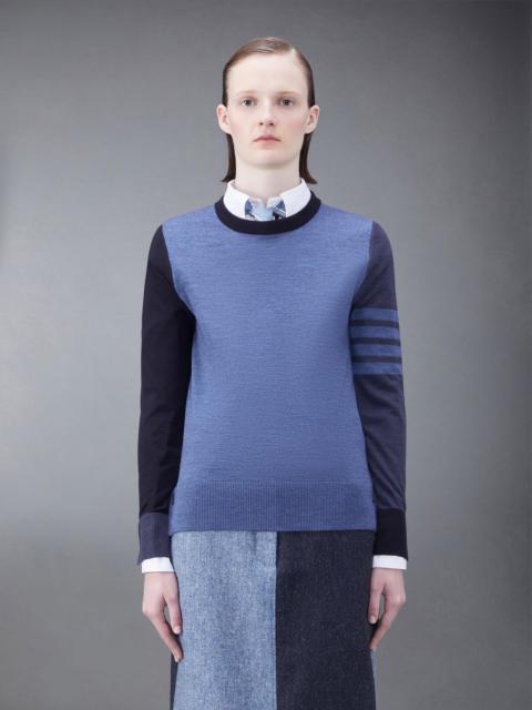 Thom Browne Fun-Mix Fine Merino 4-Bar Relaxed Crew Neck Pullover