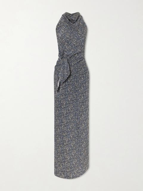 cortana Corallo Printed Silk-satin Midi Dress