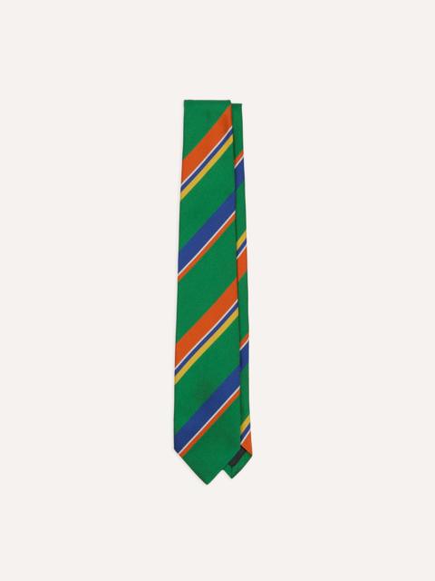 Drake's Green, Orange and Blue Multi Stripe Repp Silk Tipped Tie