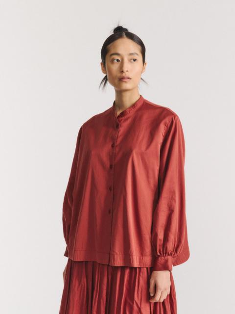 CASEY/CASEY BIGGY GRANDAD SHIRT - TWILL COT SILK - BRICK