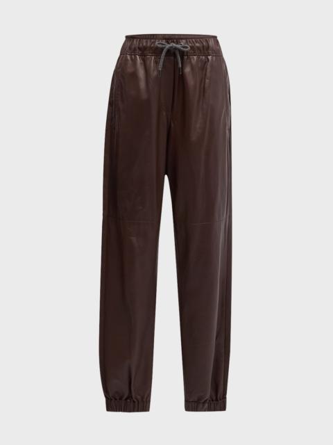 Smooth Glove Leather Track Pants