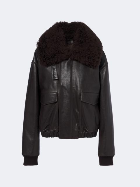 Lemaire Shearling-trimmed leather blouson jacket