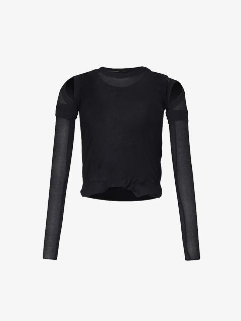 Long-sleeved slim-fit cotton-jersey top