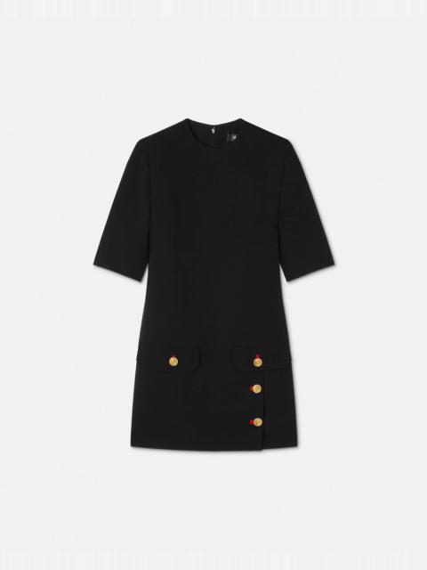 VERSACE Wool Gabardine Shift Mini Dress