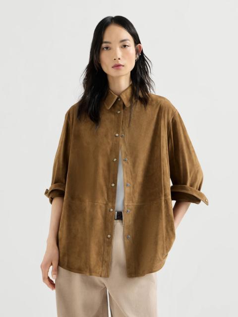 Brunello Cucinelli Suede shirt with monili