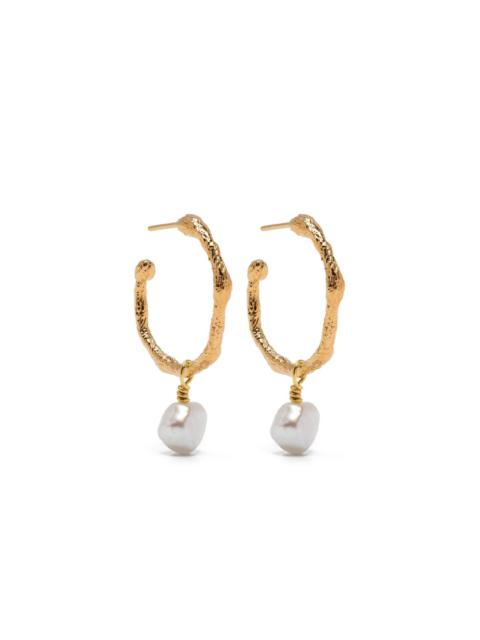 forte_forte faux-pearl pendant hoop earrings