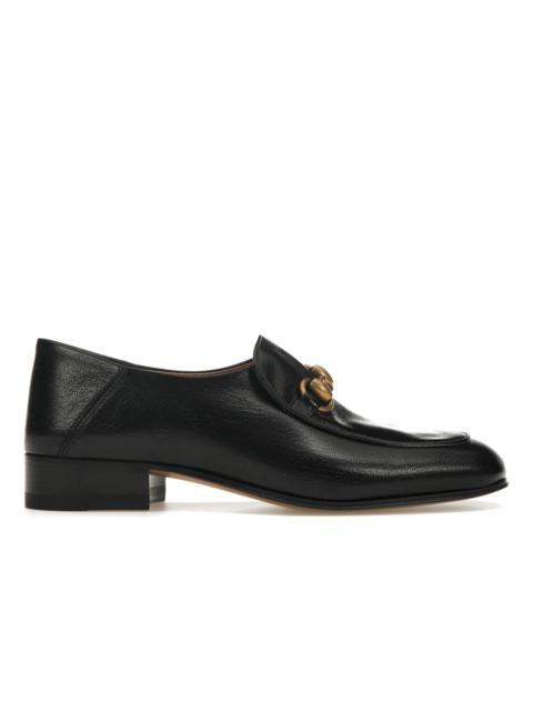 GUCCI Gucci Horsebit Slip On Loafer Gold-Tone Black Leather (Women's)