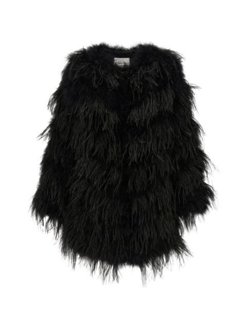 Yves Salomon feather-embellished quilted coat