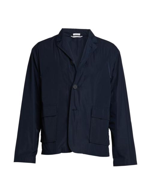Thom Browne Men's Engineered 4 Bar Classic Loopback Jersey Zip-Front Hoodie - Navy