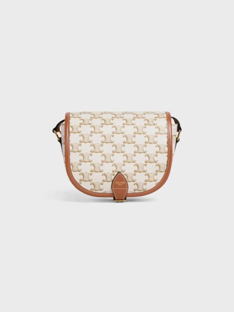 CELINE Medium Folco bag in Triomphe Canvas and calfskin