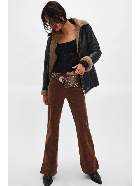 FREE PEOPLE We The Free Glow Up Vegan Suede Flare Pants