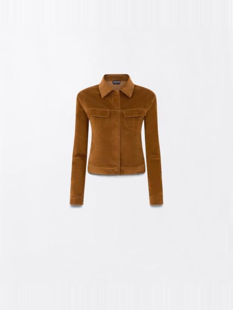 TOM FORD STRETCH COTTON VELVET WESTERN JACKET WITH T-TRIM