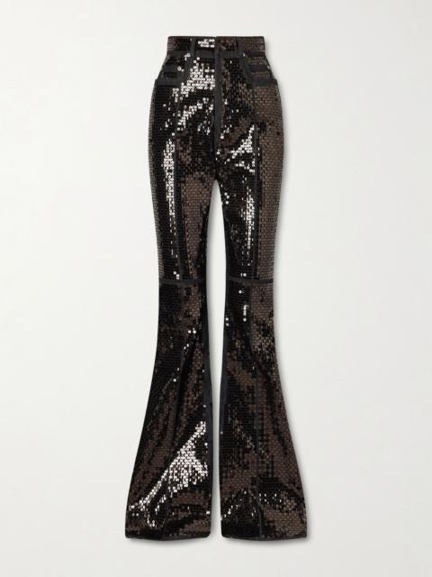 Rick Owens Sequined high-rise bootcut jeans Black