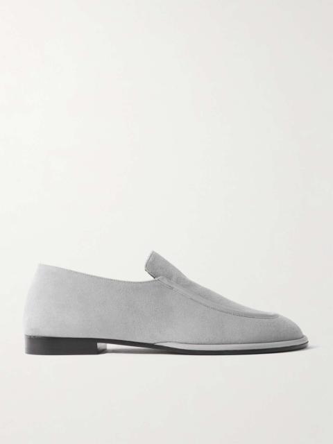 Polaris leather-trimmed suede loafers Gray