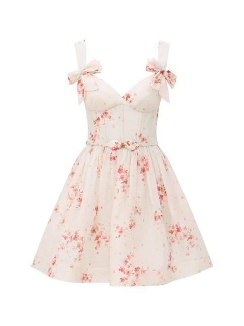 Zimmermann CLASH PRINT BOW MINI DRESS