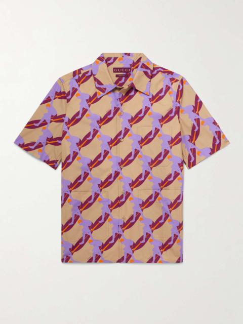 GUCCI Oversized Camp-Collar Printed Cotton-Poplin Shirt