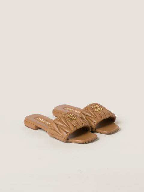 Miu Miu Matelassé nappa leather slides