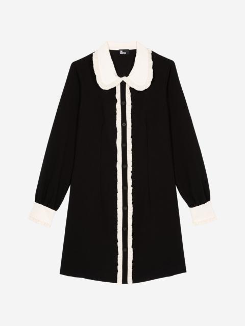 The Kooples SHORT BLACK DRESS WITH CONTRASTING COLLAR
