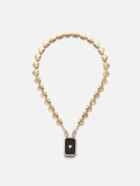 MARIE LICHTENBERG Heart Scapular 18kt gold and ebony pendant necklace with diamond